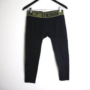 Gymshark Flex Crop Leggings - Black Green Size Small